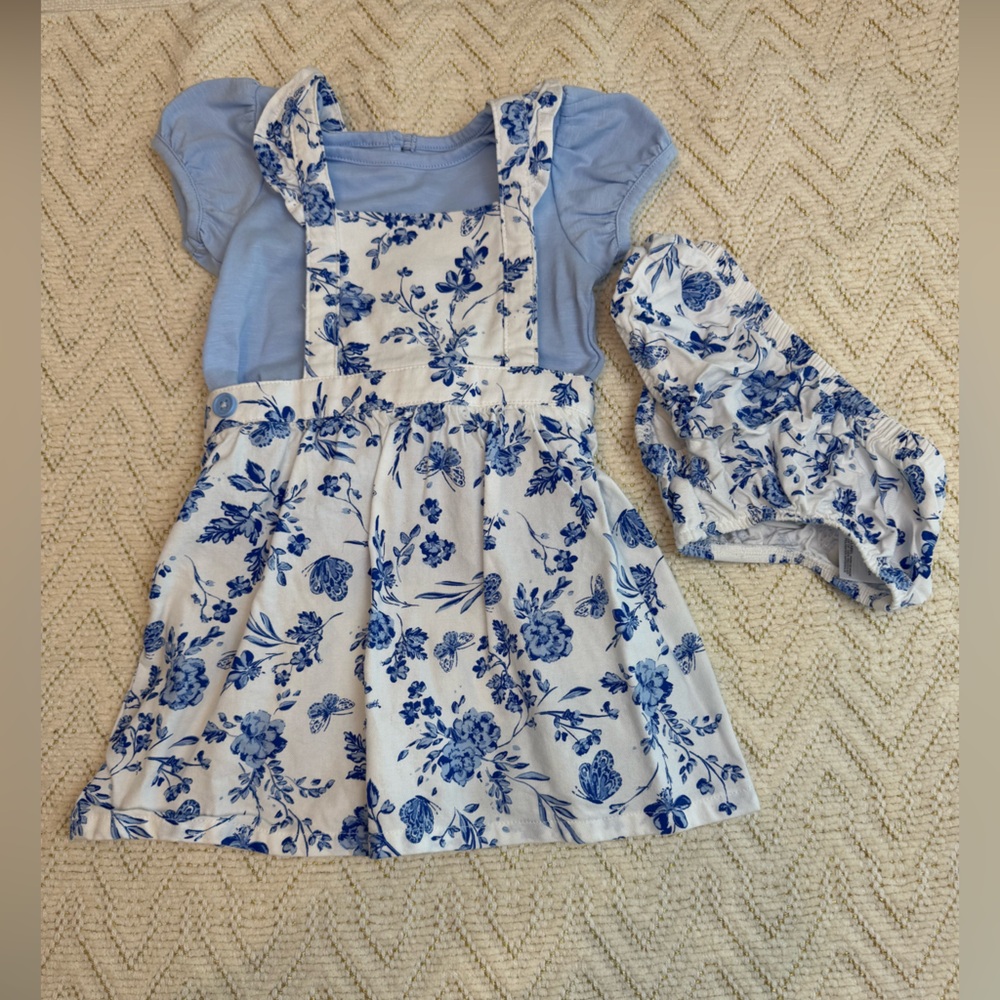 Wonder Nation Blue and White Floral Dress Set